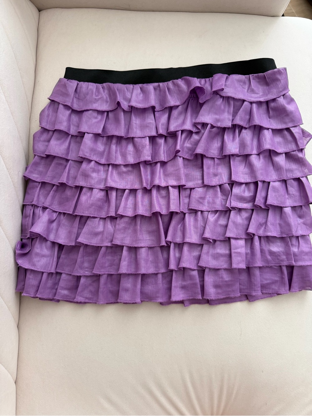 Roxie Lavender Layered Ruffle Mini Skirt XS